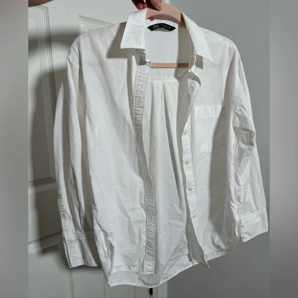 Zara White Casual Button Down Shirt - Picture 1 of 4
